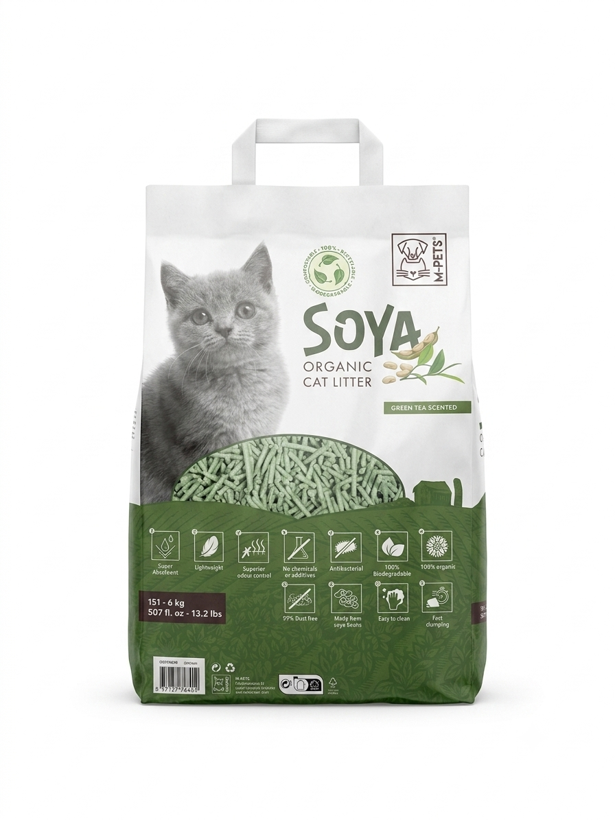 Soya organic Cat Litter - with green tea scented 15L