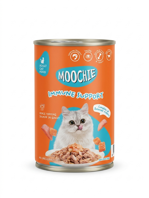 Moochie Mince Topping Salmon In Gravy 400G Can