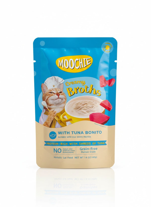 Moochie Creamy Broths Cat Wet food - With Tuna Bonito & Egg White