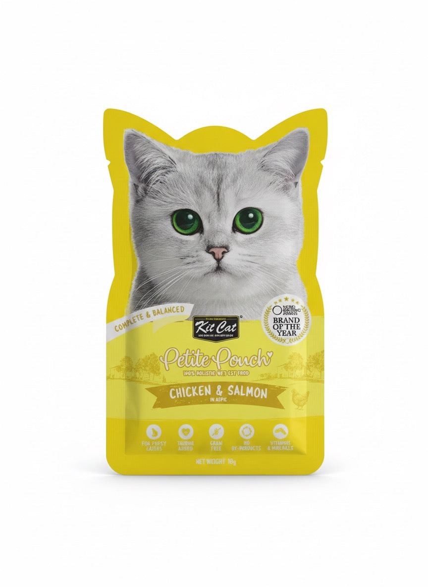Kit Cat Petite Pouch, Chicken & Salmon Cat Wet Food