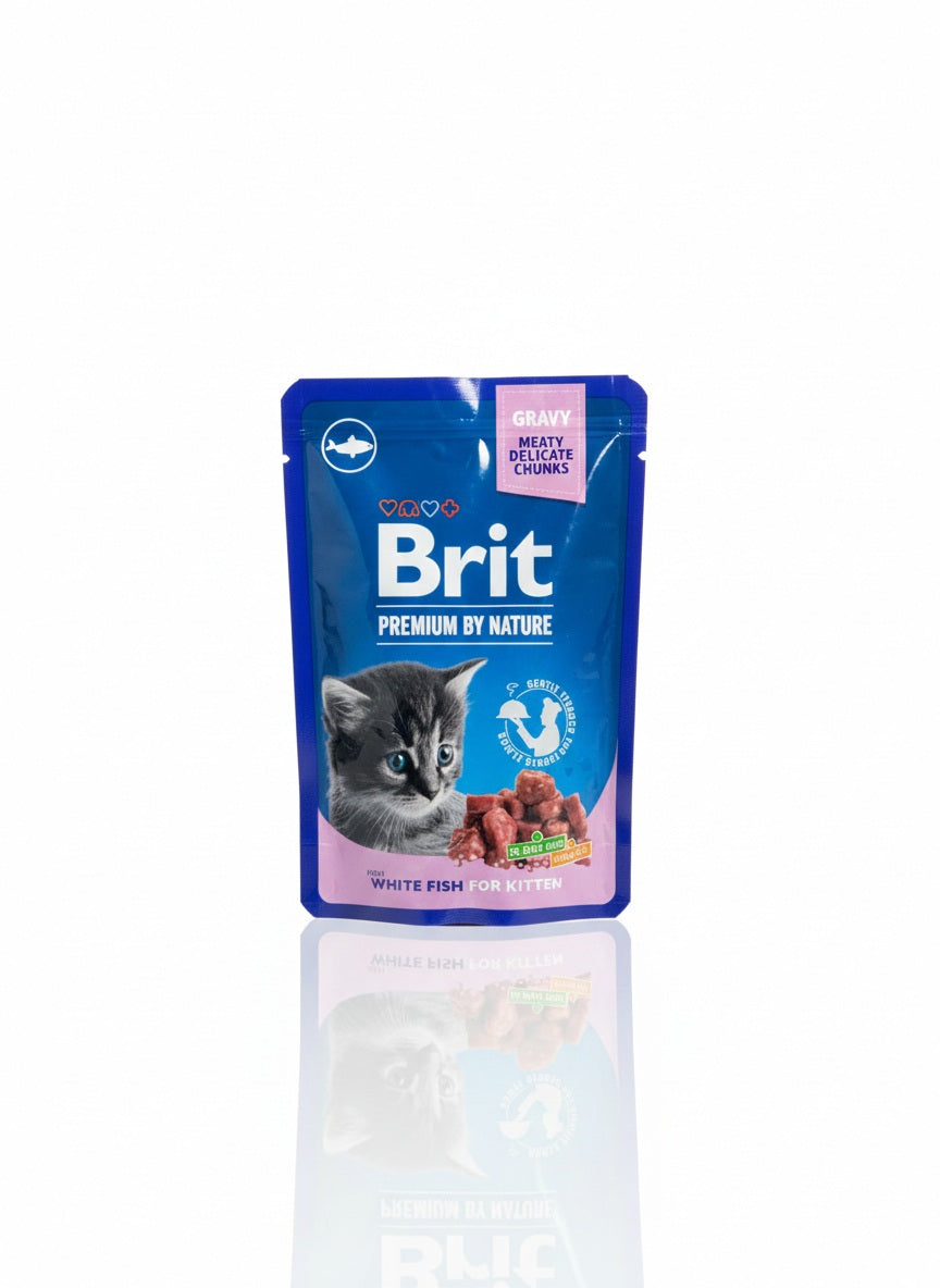 Brit Permium-Cat wet food for kitten with White fish