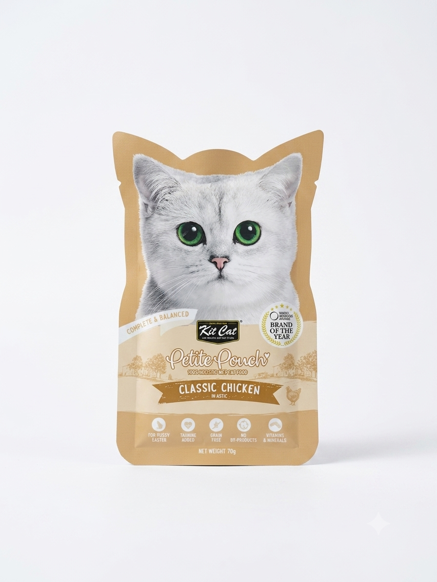 Kit Cat Wet Food Petite Pouch Classic Chicken In Aspic 70g