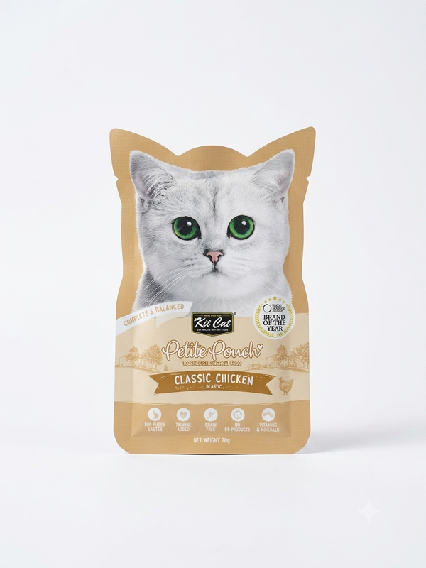 Kit Cat Wet Food Petite Pouch Classic Chicken In Aspic 70g