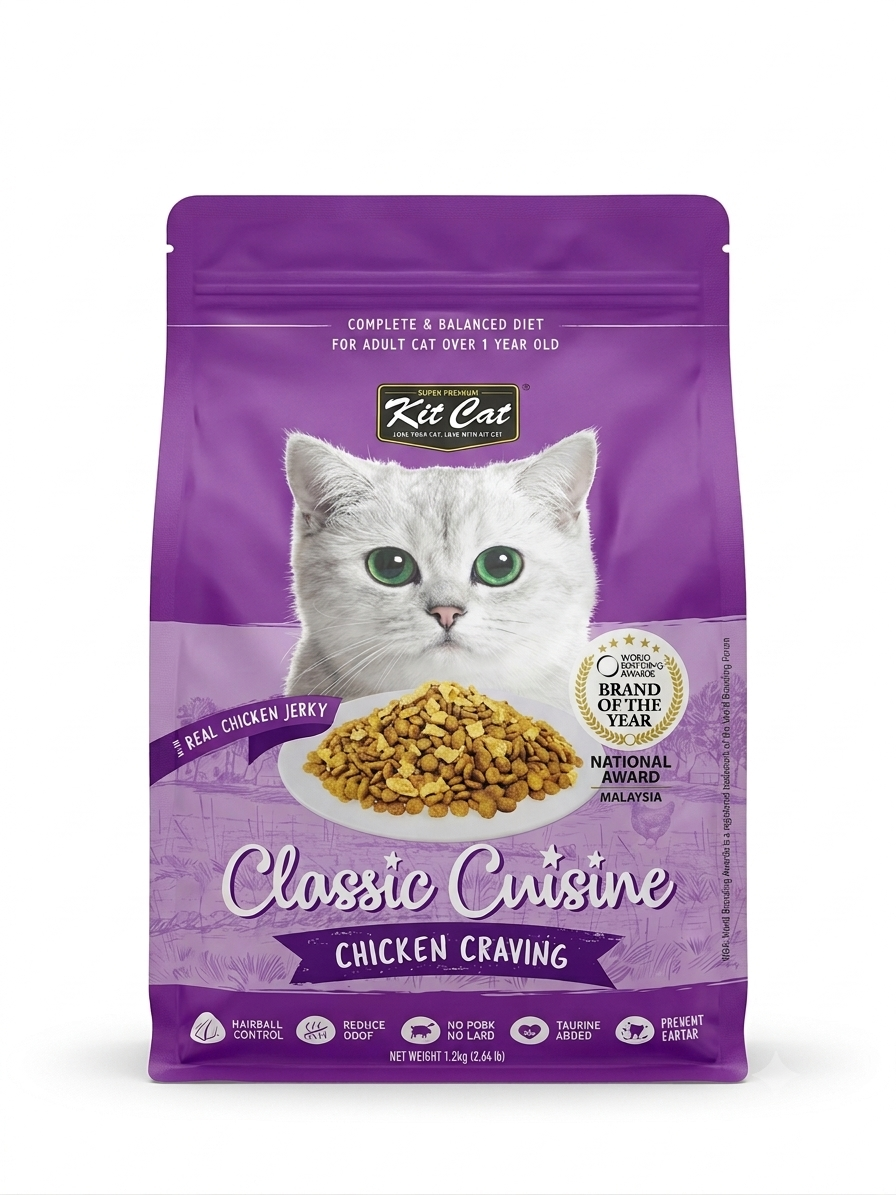 Kit Cat Chicken Cuisine (Hairball Control) Dry Food 1.2kg