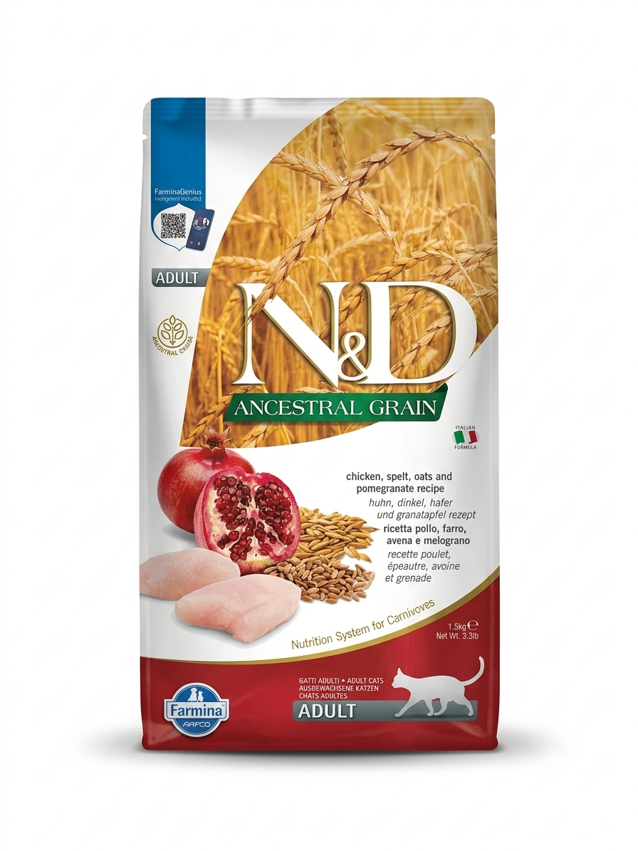 FARMINA N&D Dry Food Cat Chicken, Grains & Pomegranate recipe Adult 1.5kg